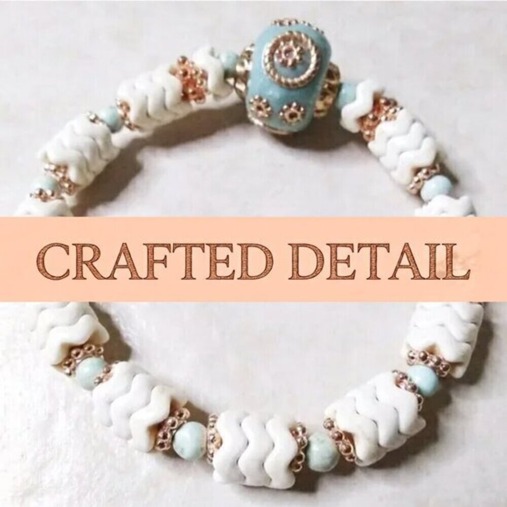 Petite Soft Bangle Bracelet! Indonesian Resin + Amazonite! Romantic! Feminine!
